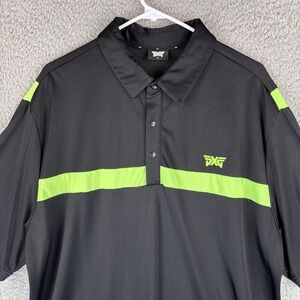 PXG Parsons Extreme Golf Polo Shirt Mens XL Black Neon Green Stripe Performance